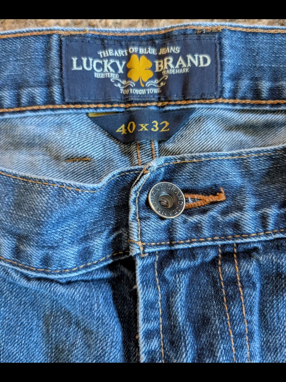 Lucky Brand Men’s Relaxed Straight Blue Denim Jeans Mid Rise 5-Pocket Sz 40
